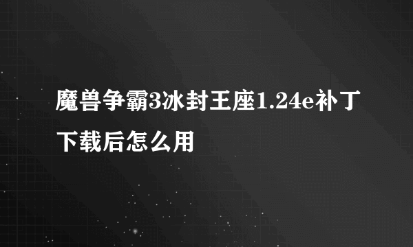 魔兽争霸3冰封王座1.24e补丁下载后怎么用