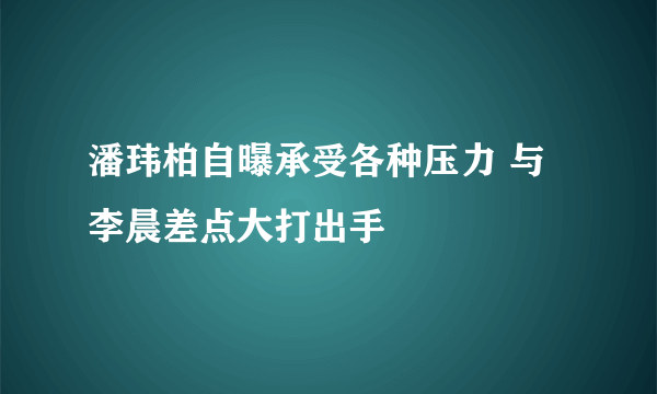 潘玮柏自曝承受各种压力 与李晨差点大打出手