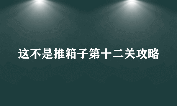 这不是推箱子第十二关攻略