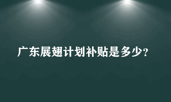 广东展翅计划补贴是多少？