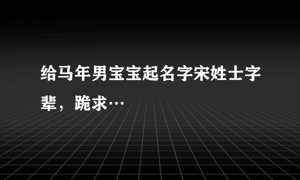 给马年男宝宝起名字宋姓士字辈，跪求…