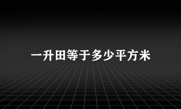 一升田等于多少平方米