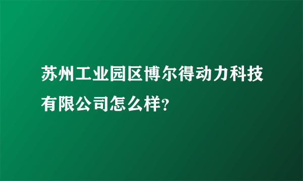 苏州工业园区博尔得动力科技有限公司怎么样？