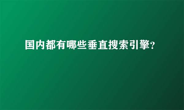 国内都有哪些垂直搜索引擎？