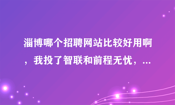 淄博哪个招聘网站比较好用啊，我投了智联和前程无忧，都没什么效果啊