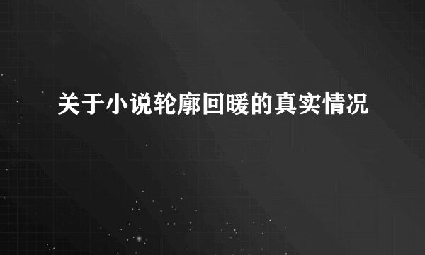 关于小说轮廓回暖的真实情况