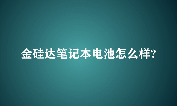 金硅达笔记本电池怎么样?