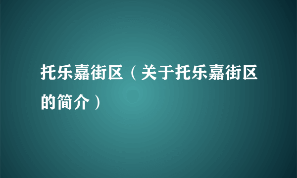 托乐嘉街区（关于托乐嘉街区的简介）