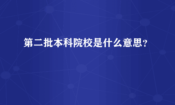 第二批本科院校是什么意思？