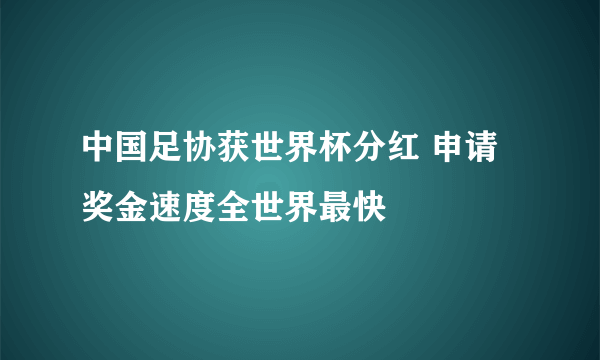 中国足协获世界杯分红 申请奖金速度全世界最快