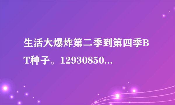 生活大爆炸第二季到第四季BT种子。1293085048@qq.com。不要给我网络连接和地址。就把种子包给我就好.....