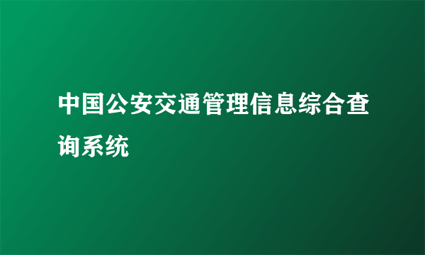 中国公安交通管理信息综合查询系统