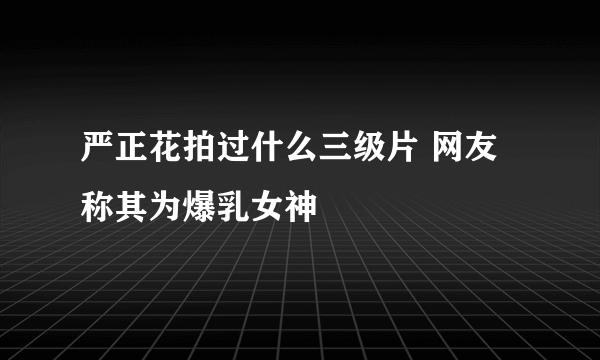 严正花拍过什么三级片 网友称其为爆乳女神