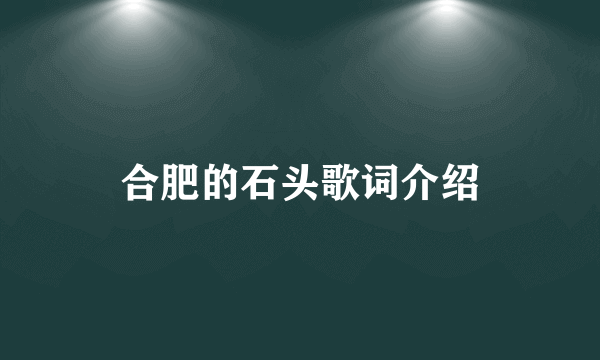 合肥的石头歌词介绍