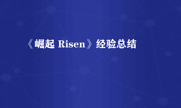 《崛起 Risen》经验总结