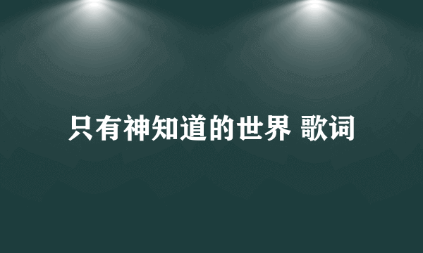 只有神知道的世界 歌词