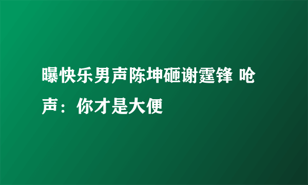 曝快乐男声陈坤砸谢霆锋 呛声：你才是大便