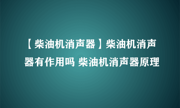 【柴油机消声器】柴油机消声器有作用吗 柴油机消声器原理