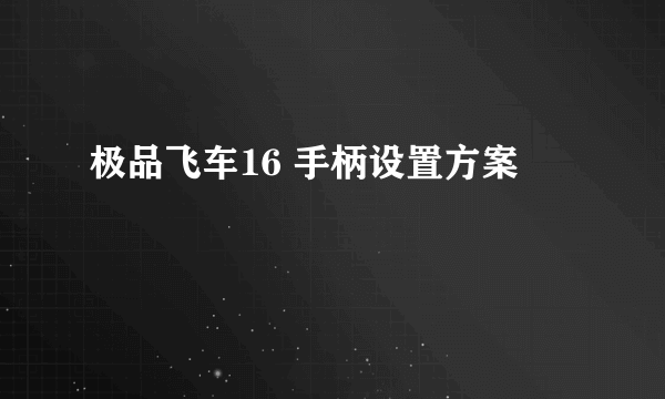 极品飞车16 手柄设置方案