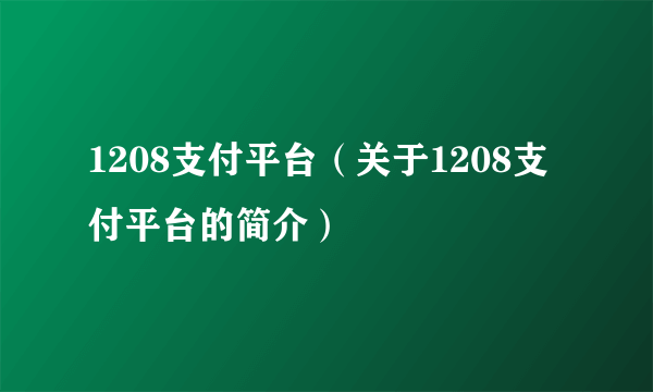 1208支付平台（关于1208支付平台的简介）