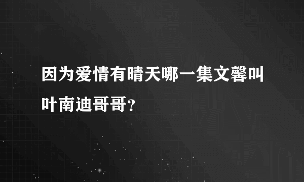 因为爱情有晴天哪一集文馨叫叶南迪哥哥？