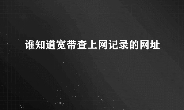 谁知道宽带查上网记录的网址