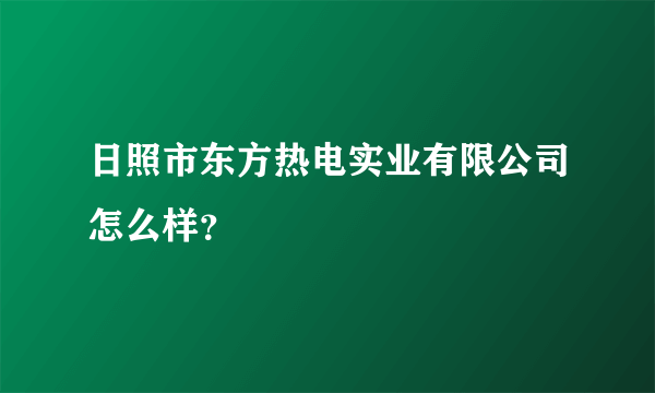 日照市东方热电实业有限公司怎么样？