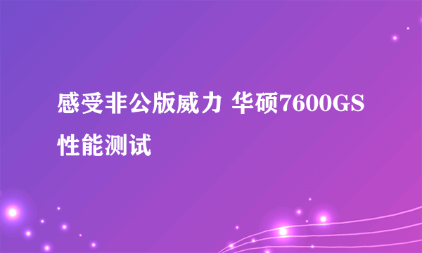 感受非公版威力 华硕7600GS性能测试