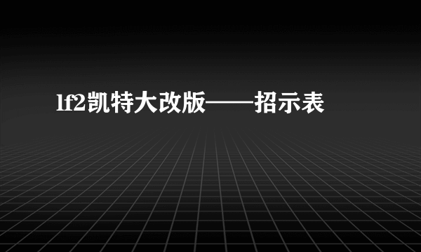 lf2凯特大改版——招示表