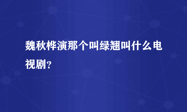 魏秋桦演那个叫绿翘叫什么电视剧？