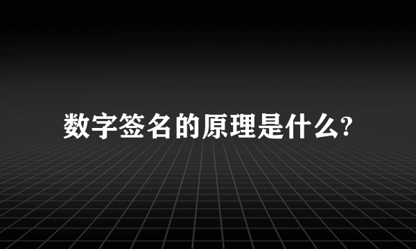 数字签名的原理是什么?