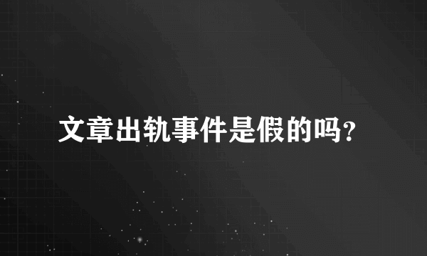 文章出轨事件是假的吗？