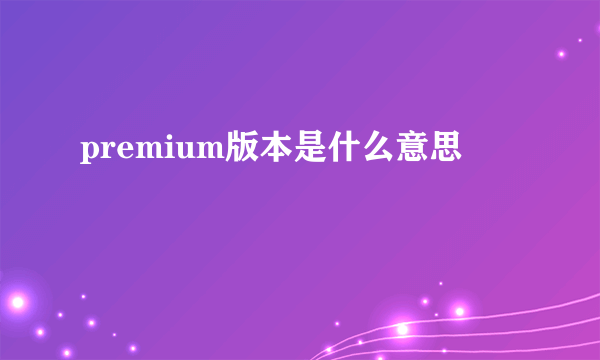 premium版本是什么意思