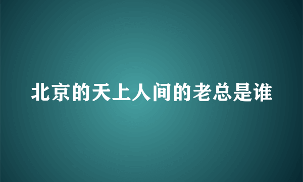 北京的天上人间的老总是谁