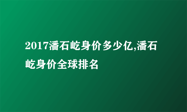 2017潘石屹身价多少亿,潘石屹身价全球排名