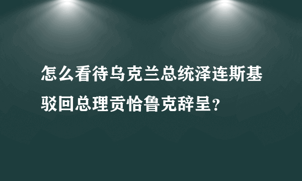 怎么看待乌克兰总统泽连斯基驳回总理贡恰鲁克辞呈？