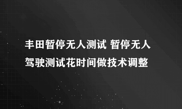 丰田暂停无人测试 暂停无人驾驶测试花时间做技术调整