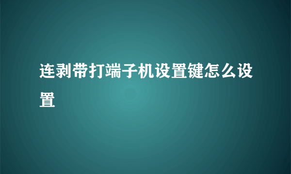 连剥带打端子机设置键怎么设置