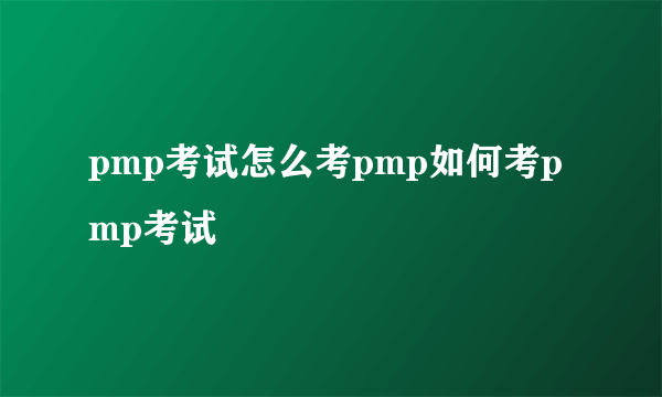 pmp考试怎么考pmp如何考pmp考试