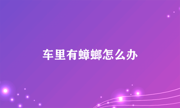 车里有蟑螂怎么办