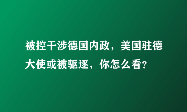 被控干涉德国内政，美国驻德大使或被驱逐，你怎么看？