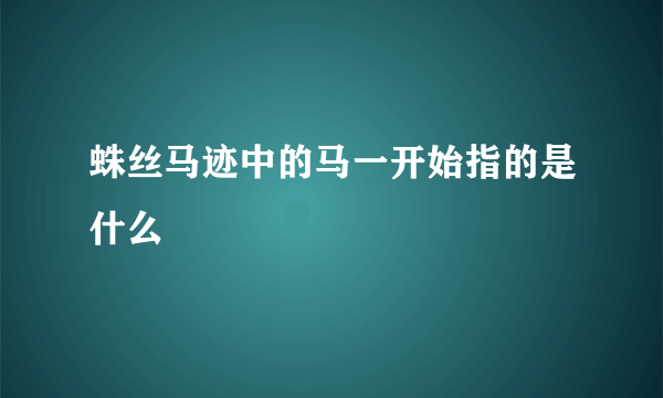 蛛丝马迹中的马一开始指的是什么