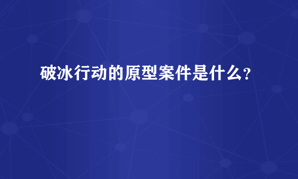 破冰行动的原型案件是什么？