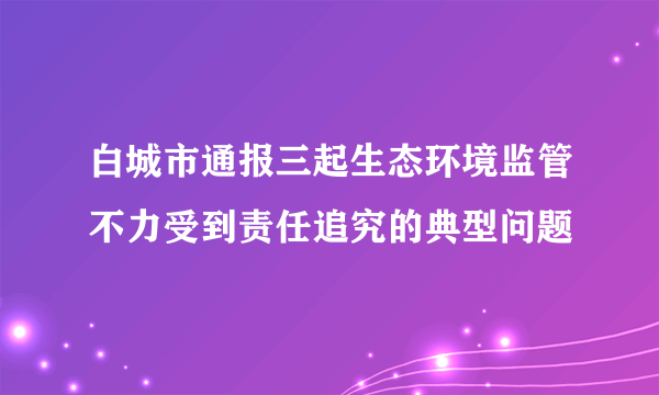 白城市通报三起生态环境监管不力受到责任追究的典型问题