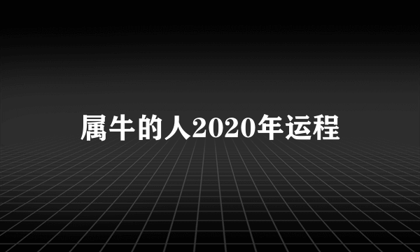 属牛的人2020年运程