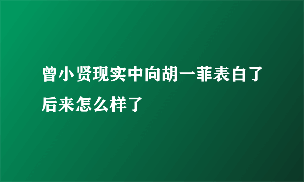 曾小贤现实中向胡一菲表白了后来怎么样了