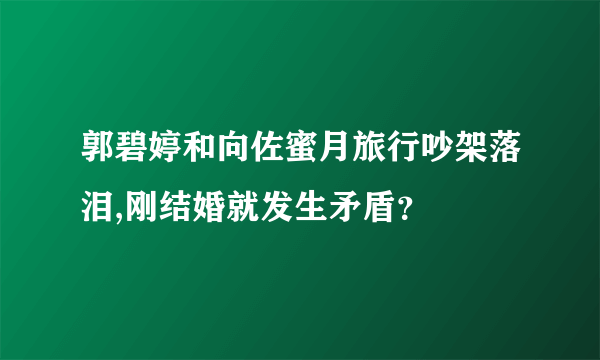 郭碧婷和向佐蜜月旅行吵架落泪,刚结婚就发生矛盾？