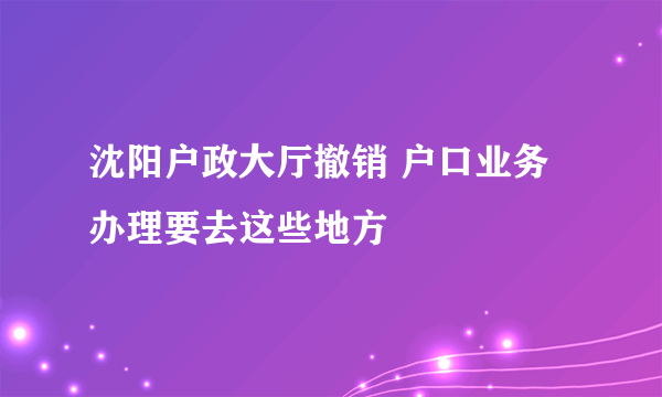 沈阳户政大厅撤销 户口业务办理要去这些地方