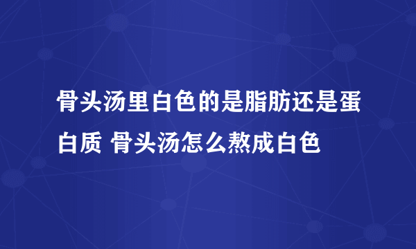 骨头汤里白色的是脂肪还是蛋白质 骨头汤怎么熬成白色