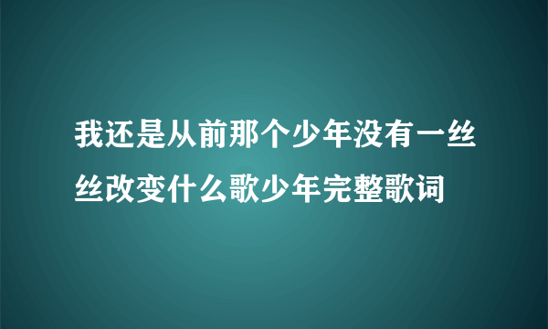 我还是从前那个少年没有一丝丝改变什么歌少年完整歌词